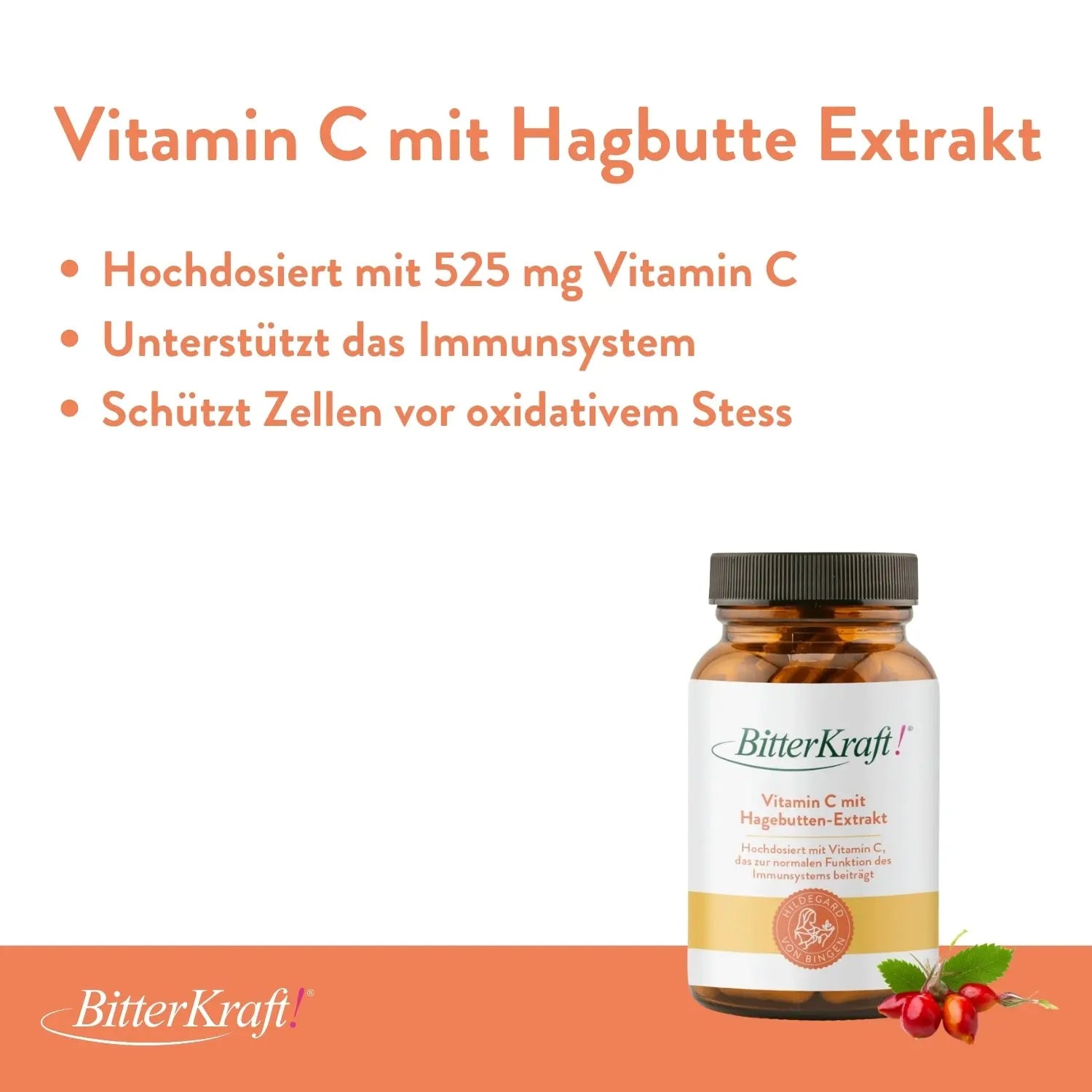 Bitterkraft! Vitamin C mit Hagebutten-Extrakt