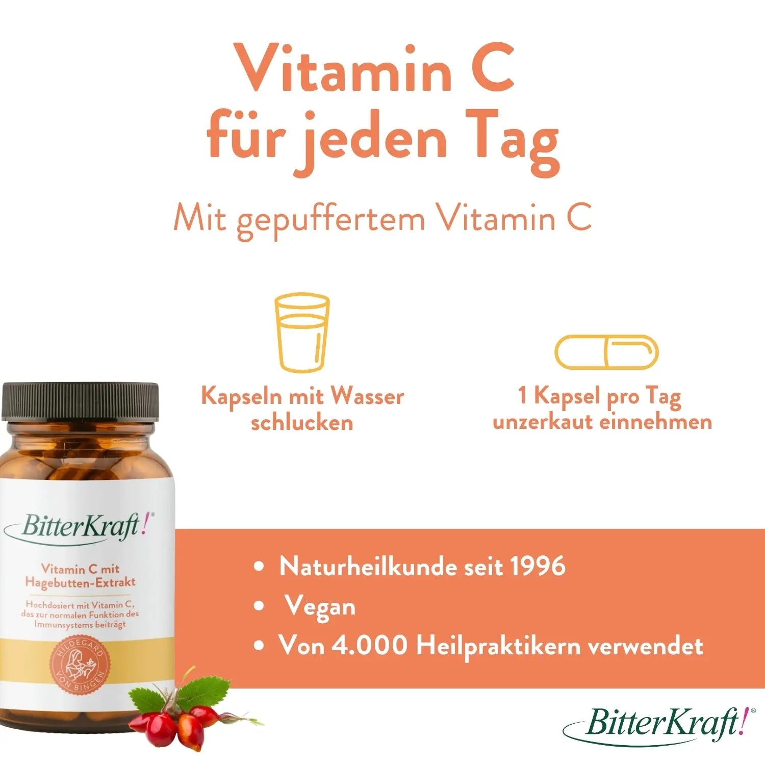 Bitterkraft! Vitamin C mit Hagebutten-Extrakt