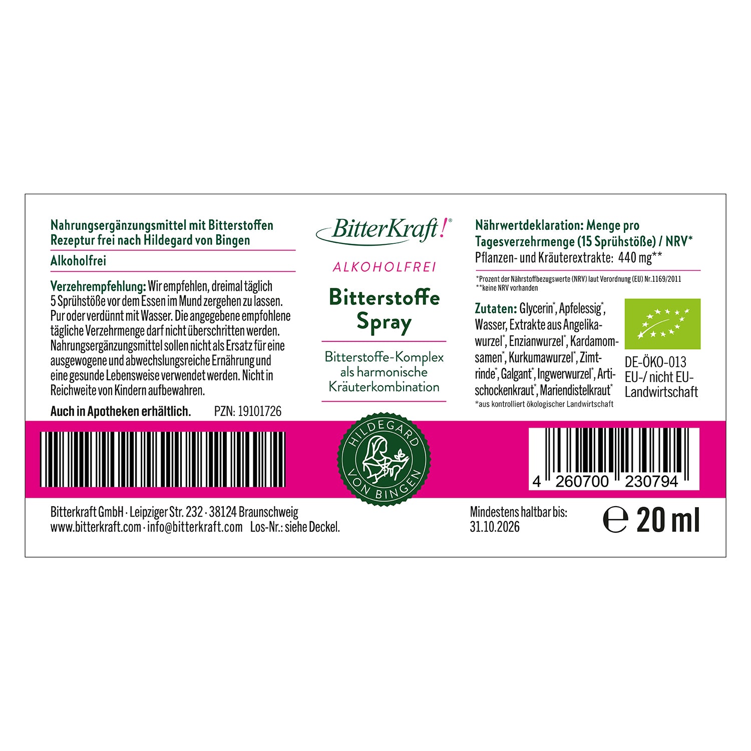 BitterKraft! Original Alkoholfrei Spray (BIO) 20ml