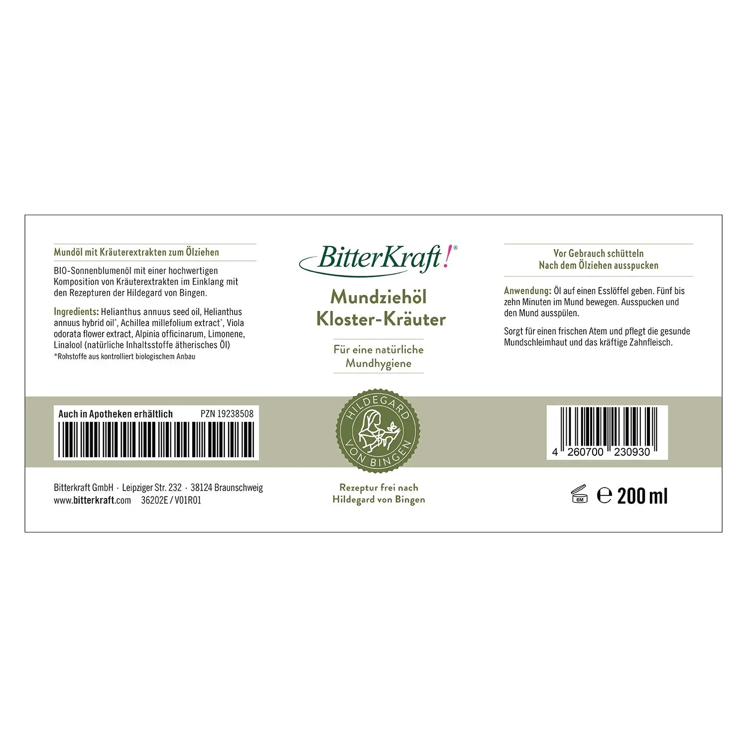 Mundziehöl Kloster-Kräuter 200ml Bitterkraft GmbH - Bitterkraft