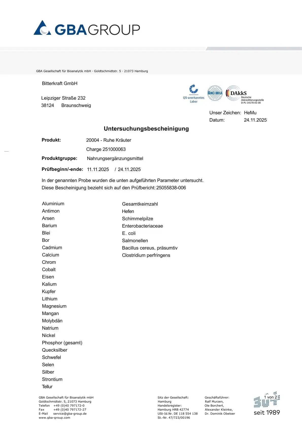 Hildegards Ruhe-Kräuter 60 Stück
